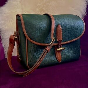 Dooney & Bourke Green/ Tan Leather Equestrian Crossbody Handbag